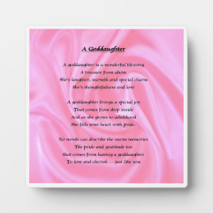 Goddochter Poem Plaque - Roze zijderijontwerp Fotoplaat