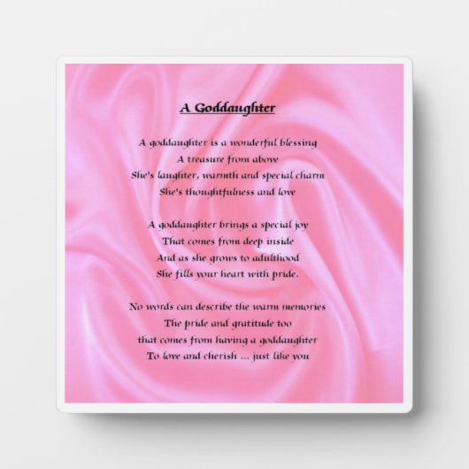 Goddochter Poem Plaque - Roze zijderijontwerp Fotoplaat (Voorkant)