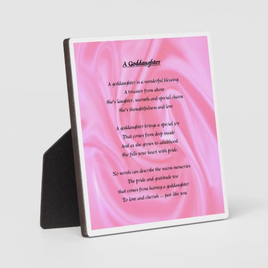 Goddochter Poem Plaque - Roze zijderijontwerp Fotoplaat (Voorkant)