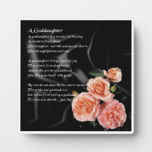 Goddochter Poem Plaque - Rozen op zwarte zijde Fotoplaat