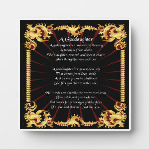 Goddochter Poem Plaque - Zwart design Fotoplaat