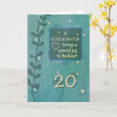 Goddochter Religious 20th Birthday Hand Drawn Kaart (Gele Bloem)
