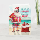 Goddochter Santa in Zonnebril Grappige Kerstmis Feestdagen Kaart (Voorkant)