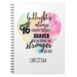 Goddochter Sweet16 Cadeau Quotes Moediger Sterker Notitieboek
