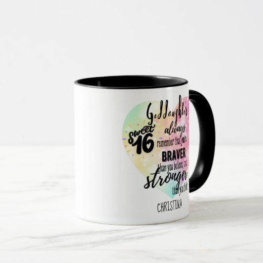Goddochter Sweet16 Citaat Cadeau Dapper Sterker Mok (Voorkant rechts)