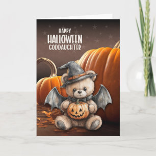 Goddochter Teddybeer Heks en Vleugels Halloween Feestdagen Kaart