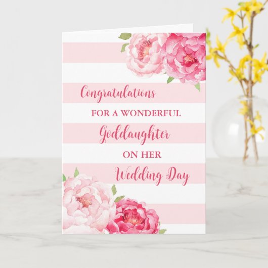 Goddochter trouwdag gefeliciteerd kaart (Gele Bloem)