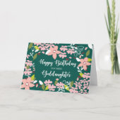 Goddochter Verjaardag Groene bloemen Kaart (Voorkant)