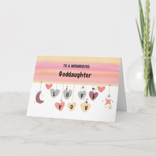Goddochter Verjaardag Liefde Waterverf Harten Moon Kaart