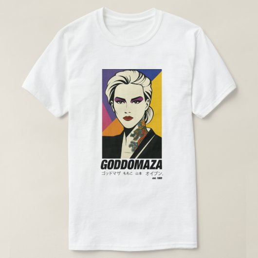 GODDOMAZA OOST. 1985 GEKLEURDE MANNEN WIT T-SHIRT (Design voorkant)
