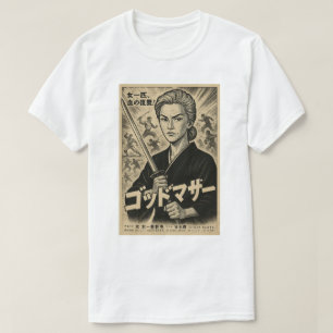 GODDOMAZA SAMURAI FILM BW POSTER T-SHIRT