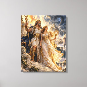 Goden Boven de Stormachtige Tempel – Griekse Mytho Canvas Afdruk