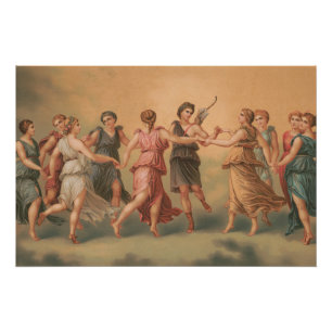 Goden dansen in de wolken met godinnen Glanzend Perfect Poster