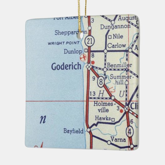 Goderich op kaart keramisch ornament (Links)