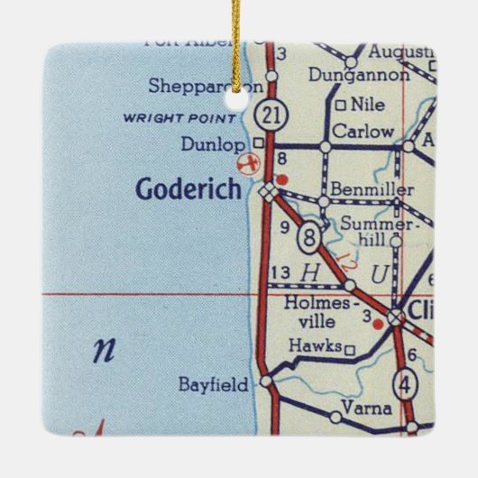 Goderich op kaart keramisch ornament (Achterkant)