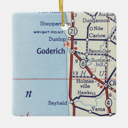 Goderich op kaart keramisch ornament (Voorkant)