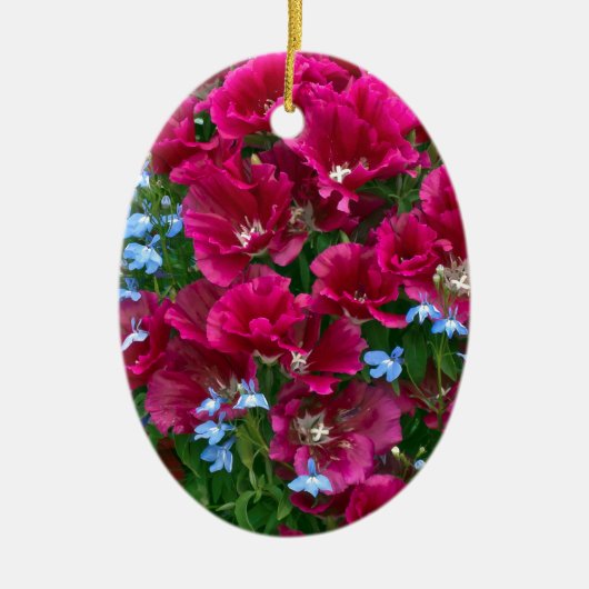 Godetia en Lobelia Gifts Keramisch Ornament (Voorkant)