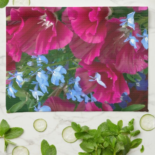 Godetia en Lobelia handdoek (Gevouwen)