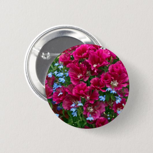 Godetia en Lobelia Pin Ronde Button 5,7 Cm (Voorkant /achterkant)