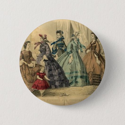 Godey's Dames Book Victoriaans Mode Bord Weddin Ronde Button 5,7 Cm (Voorkant)