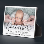 Godfather bedankt Baptisme of Christening Foto Fotoplaat<br><div class="desc">Een bedachtzame manier om de peetvader van je baby te bedanken is hem een stijlvol fotogeschenk te geven van zijn godkind dat hij kan redden als een keepasje. Alle afbeeldingen en formuleringen zijn eenvoudig te personaliseren, inclusief citaat dat luidt: "Godvaders zijn een zegen, dank je dat je het mijne bent."...</div>
