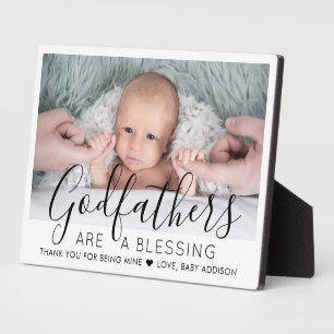 Godfather bedankt Baptisme of Christening Foto Fotoplaat