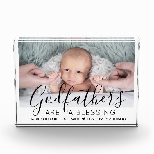 Godfather bedankt Baptisme of Christening Modern Fotoblokken (Voorkant)