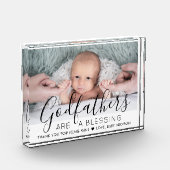 Godfather bedankt Baptisme of Christening Modern Fotoblokken (Links)