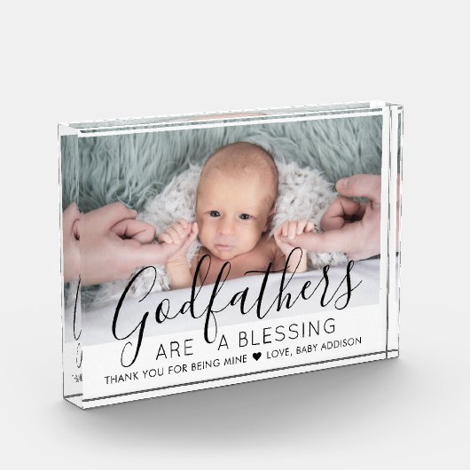 Godfather bedankt Baptisme of Christening Modern Fotoblokken (Links)