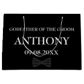 Godfather Black Elegant Modern Name Gifts Wedding Groot Cadeauzakje (Voorkant)