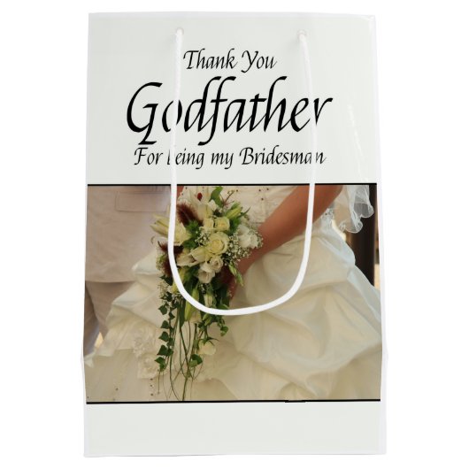 Godfather Bridesman dank u Medium Cadeauzakje (Achterkant)