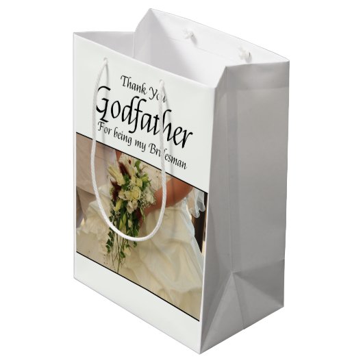 Godfather Bridesman dank u Medium Cadeauzakje (Achterkant Gekanteld)