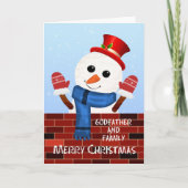 Godfather en zijn familie Kerstmis Sneeuwman Feestdagen Kaart (Voorkant)