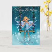Godfather Happy Birthday schattige fee op swing Kaart (Gele Bloem)