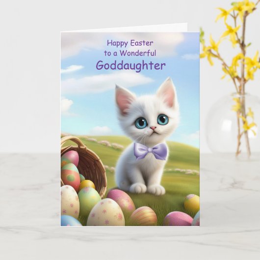Godfather Happy Easter met Schattigee kitten en ei Kaart (Gele Bloem)