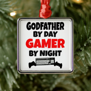 Godfather houdt van videospelletjes spelen metalen ornament