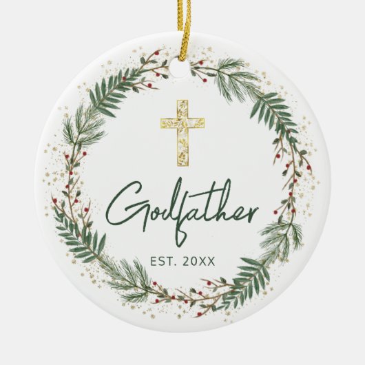 Godfather Kerstkrans Keramisch Ornament (Voorkant)