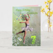 Godfather leeftijd 7, bloem fee verjaardagskaart kaart (Gele Bloem)