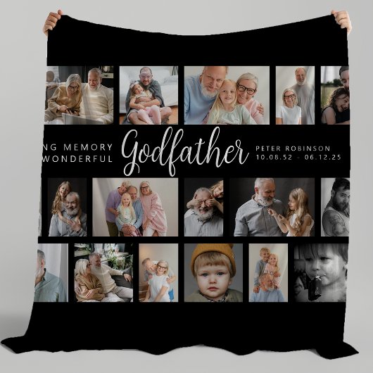 Godfather Memorial 18 Photo Collage Fleece Deken