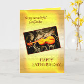 Godfather, muzikale Vaderdag kaart met een viool (Gele Bloem)