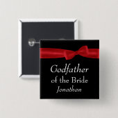 GODFATHER of BRIDE Red Bow Wedding Custom Name Vierkante Button 5,1 Cm (Voorkant /achterkant)