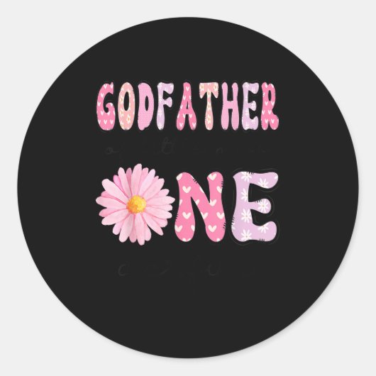 Godfather Of Little Miss Onederful 1st Birthday Nk Ronde Sticker (Voorkant)