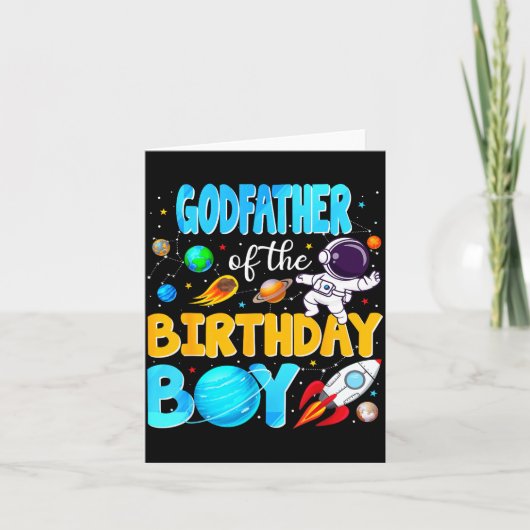 Godfather Of The Birthday Boy Space Astronaut 1st  Kaart (Voorkant)