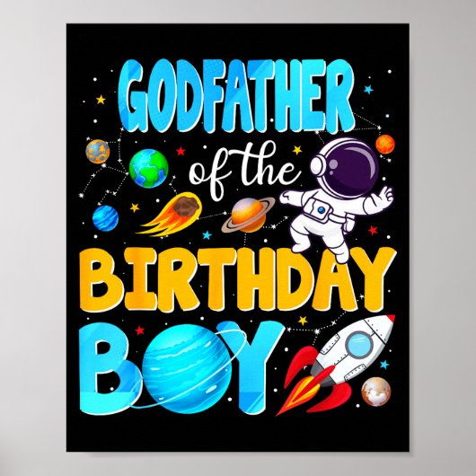 Godfather Of The Birthday Boy Space Astronaut 1st  Poster (Voorkant)