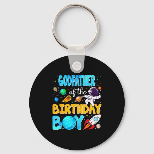 Godfather Of The Birthday Boy Space Astronaut 1st  Sleutelhanger (Voorkant)