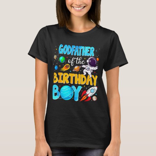 Godfather Of The Birthday Boy Space Astronaut 1st T-shirt (Voorkant)