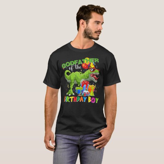 Godfather Of The Birthday Boy T-rex Rawr Dinosaur  T-shirt (Voorkant volledig)