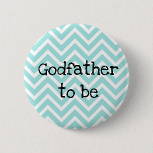 Godfather om blauwgroen Chevron Baby shower speld Ronde Button 5,7 Cm
