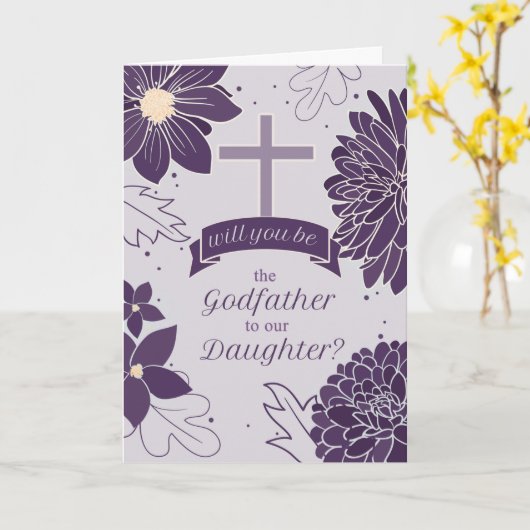 Godfather Request for Daughter Bold Plum Botanical Kaart (Gele Bloem)