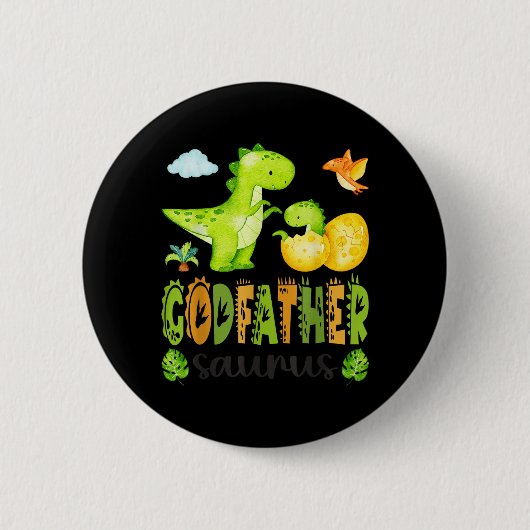 Godfather Saurus T-Rex Dinosaur Overeenkomstige Va Ronde Button 5,7 Cm (Voorkant)